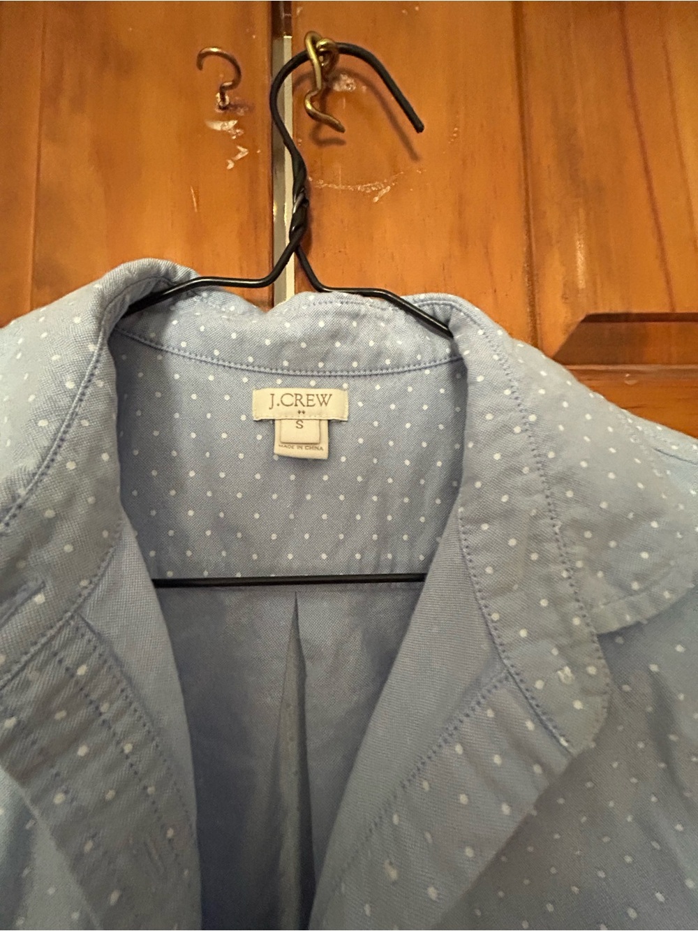 J. Crew Light Blue Polka Dot Blouse